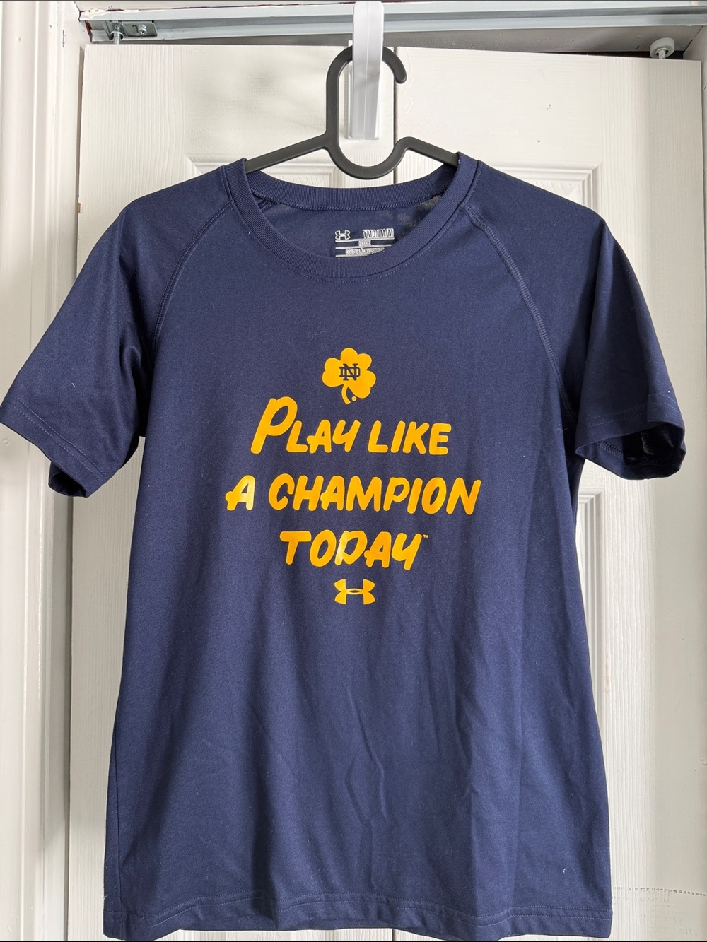 Under Armour Navy and Yellow 'Play Like a Champion Today' Kids Tee